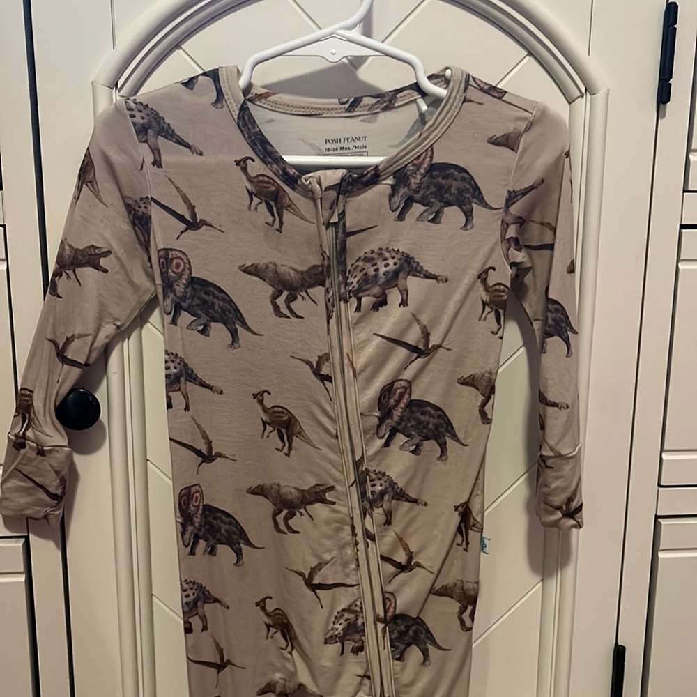 Posh Peanut Vintage Dino 18-24m double zip Footie